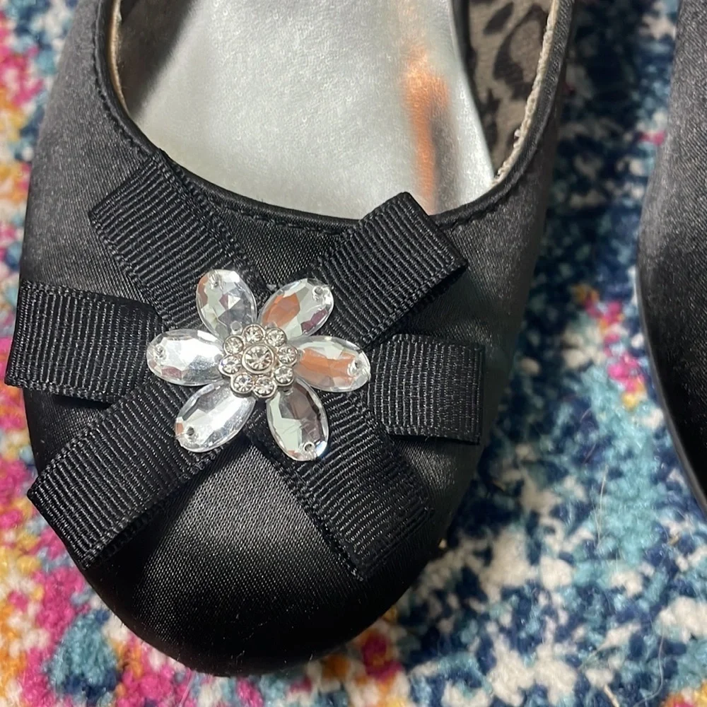 George black satin embellished kids high heels